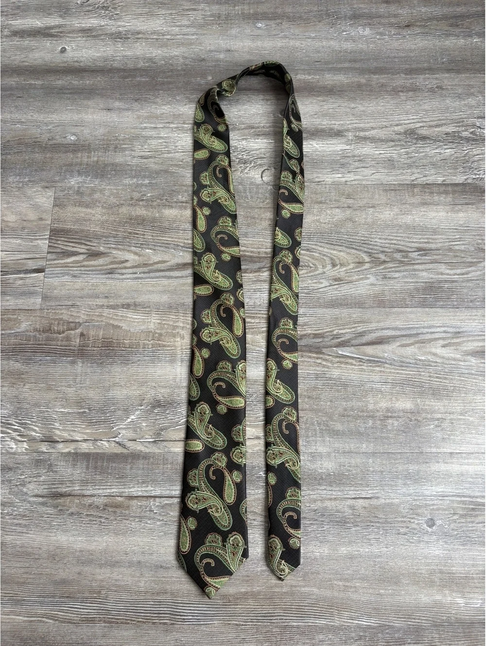 Colours by Alexander Julian Black Tie with Green Paisley Pattern